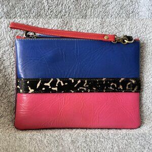 Blue & Pink | Luca Leather and Hair on Hide Wristlet Crossbody